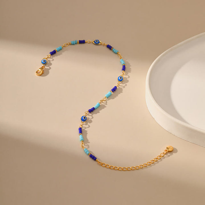 Bracelet de cheville perlé de protection contre le mauvais œil de style bohème Olivenorma