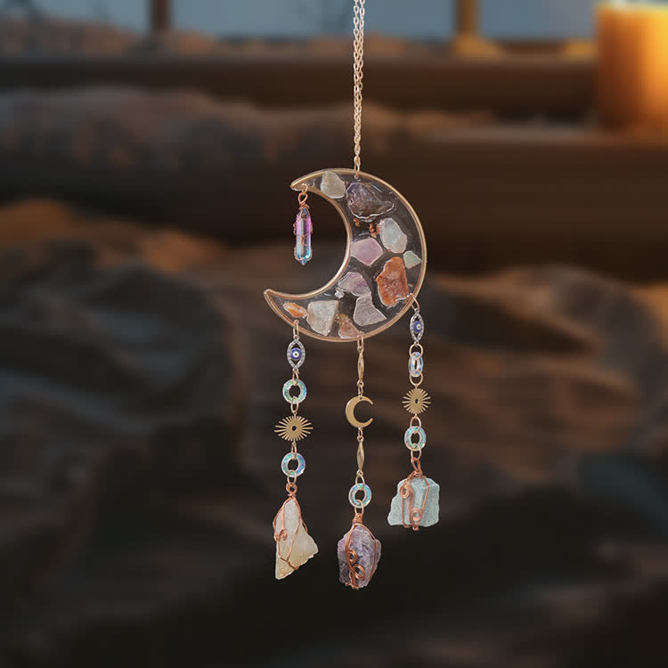 Carillon éolien lunaire en pierre époxy naturelle colorée Olivenorma