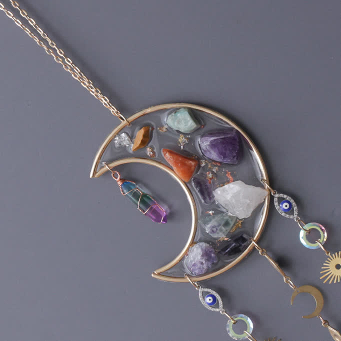 Carillon éolien lunaire en pierre époxy naturelle colorée Olivenorma