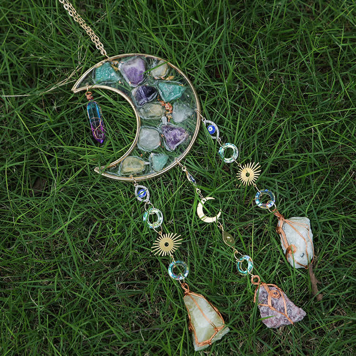 Carillon éolien lunaire en pierre époxy naturelle colorée Olivenorma