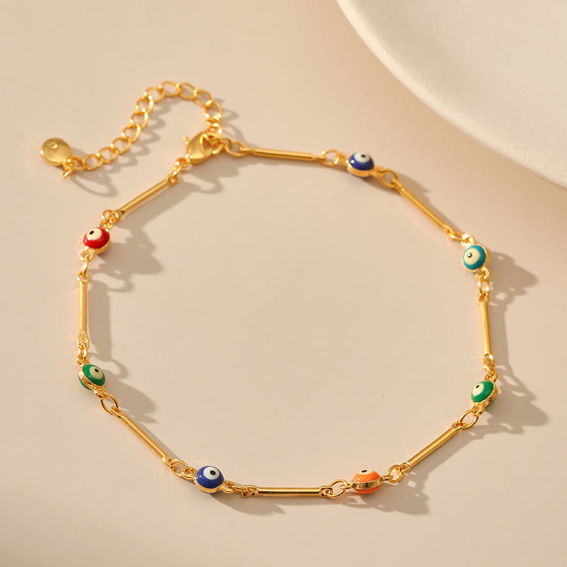 Bracelet de cheville Olivenorma plaqué or 18 carats pour éloigner le mauvais œil