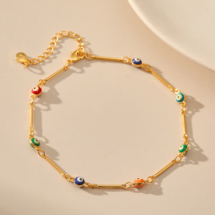 Bracelet de cheville Olivenorma plaqué or 18 carats pour éloigner le mauvais œil
