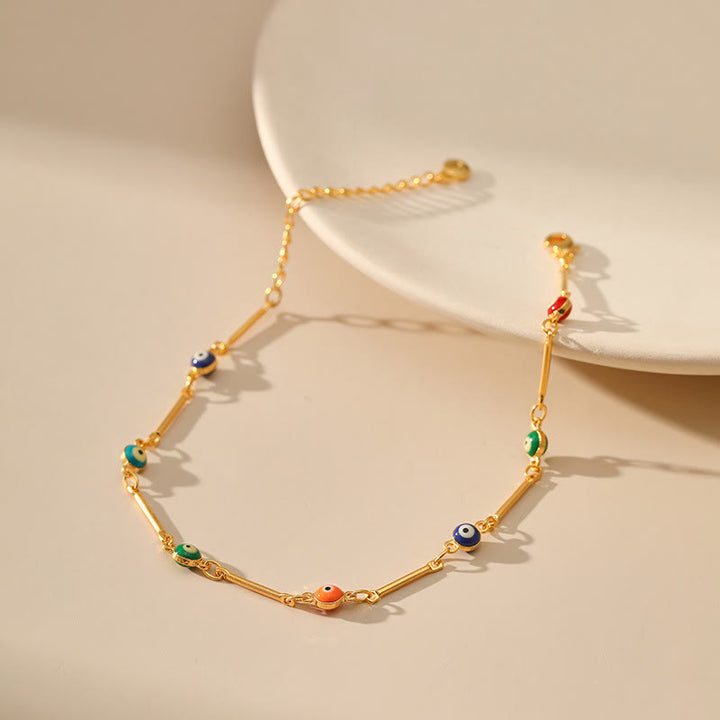 Bracelet de cheville Olivenorma plaqué or 18 carats pour éloigner le mauvais œil