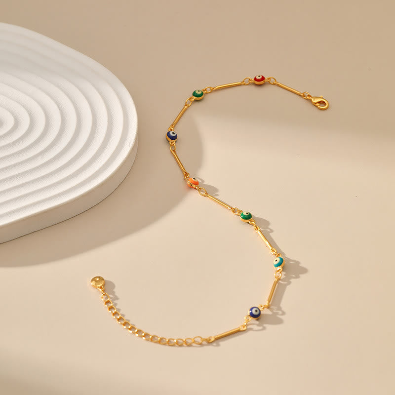 Bracelet de cheville Olivenorma plaqué or 18 carats pour éloigner le mauvais œil