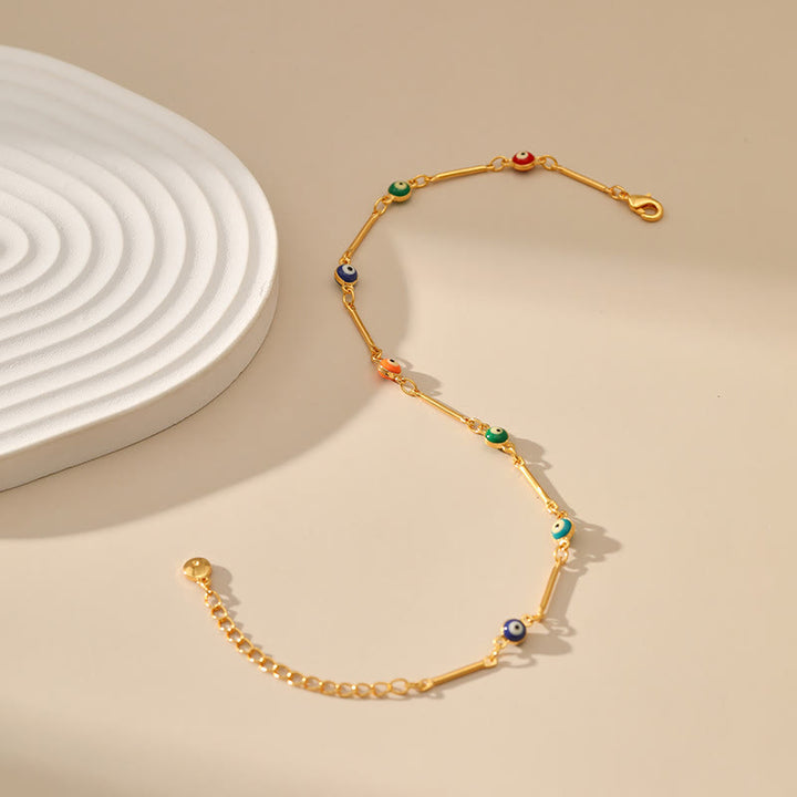 Bracelet de cheville Olivenorma plaqué or 18 carats pour éloigner le mauvais œil