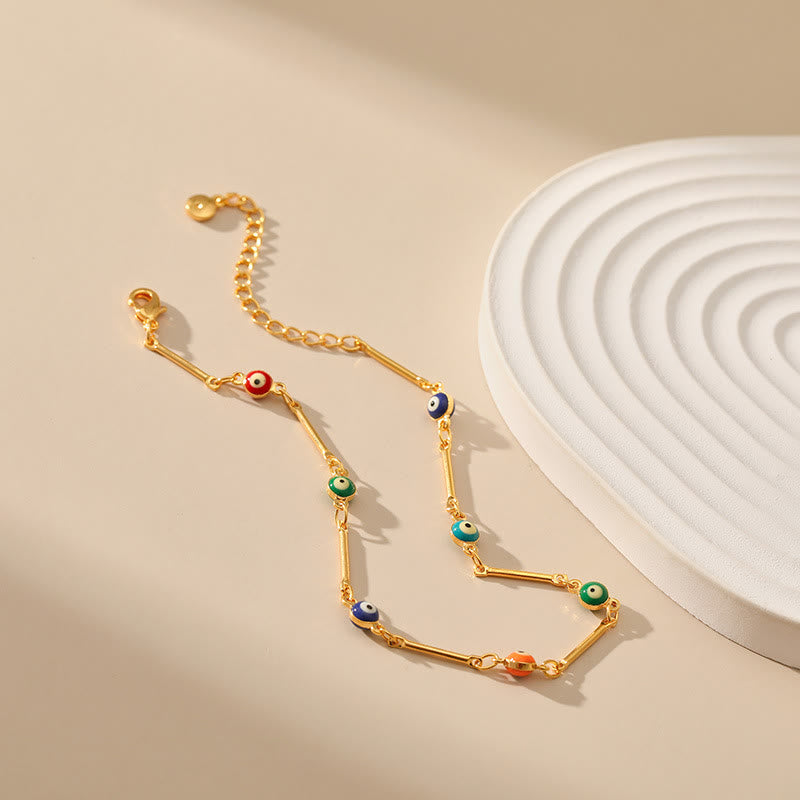 Bracelet de cheville Olivenorma plaqué or 18 carats pour éloigner le mauvais œil