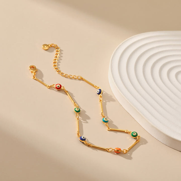 Bracelet de cheville Olivenorma plaqué or 18 carats pour éloigner le mauvais œil