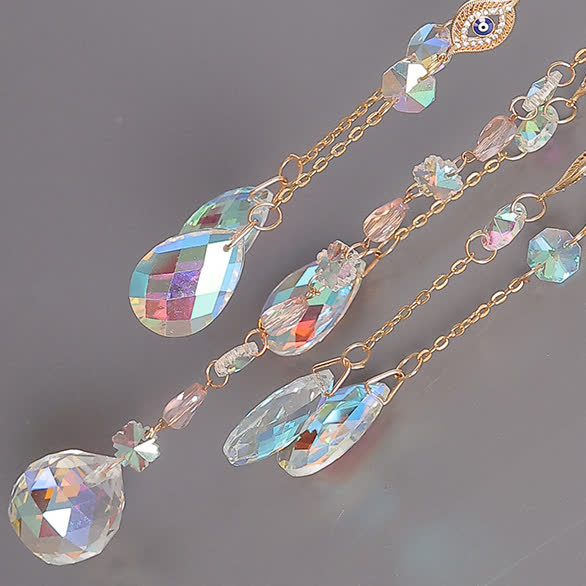 Carillon éolien avec support en cristal creux doré Olivenorma