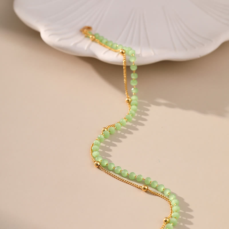 Bracelet de cheville en perles plaqué or avec péridot naturel Olivenorma