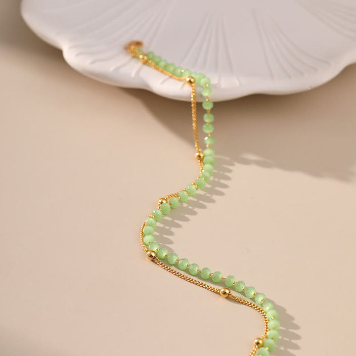 Bracelet de cheville en perles plaqué or avec péridot naturel Olivenorma