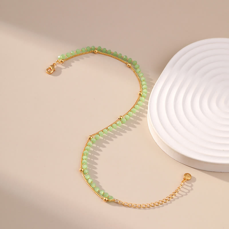 Bracelet de cheville en perles plaqué or avec péridot naturel Olivenorma