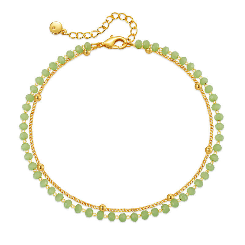 Bracelet de cheville en perles plaqué or avec péridot naturel Olivenorma