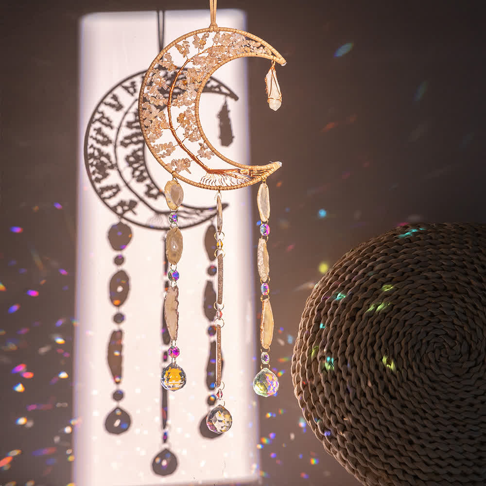 Carillon éolien en forme d'arbre de vie avec gravier citrine Olivenorma