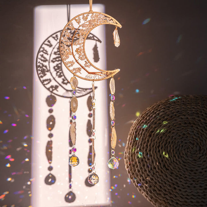 Carillon éolien en forme d'arbre de vie avec gravier citrine Olivenorma