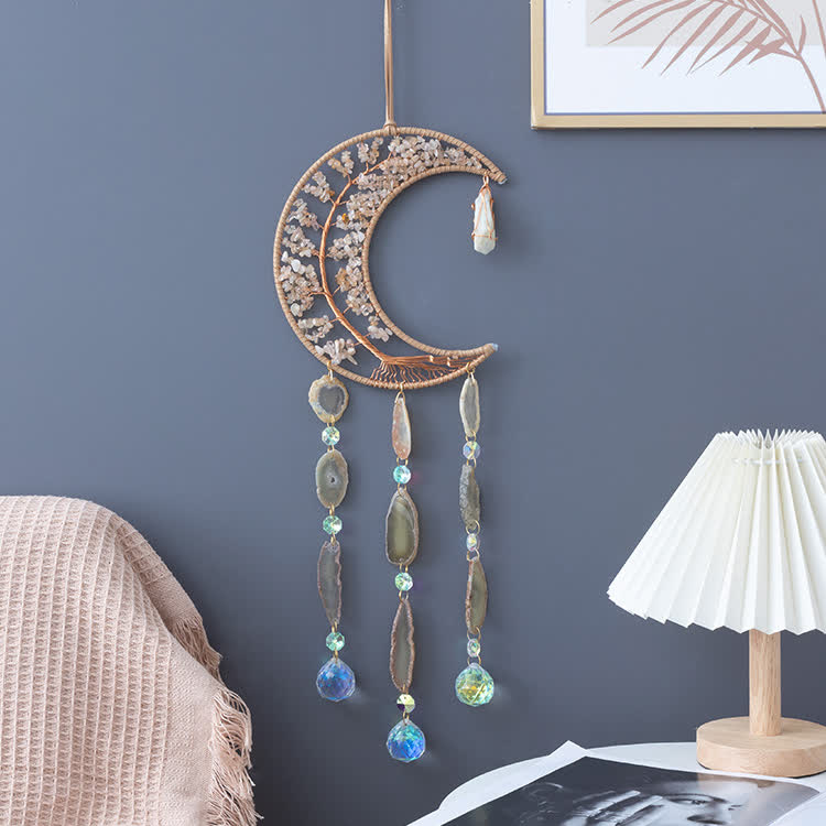 Carillon éolien en forme d'arbre de vie avec gravier citrine Olivenorma