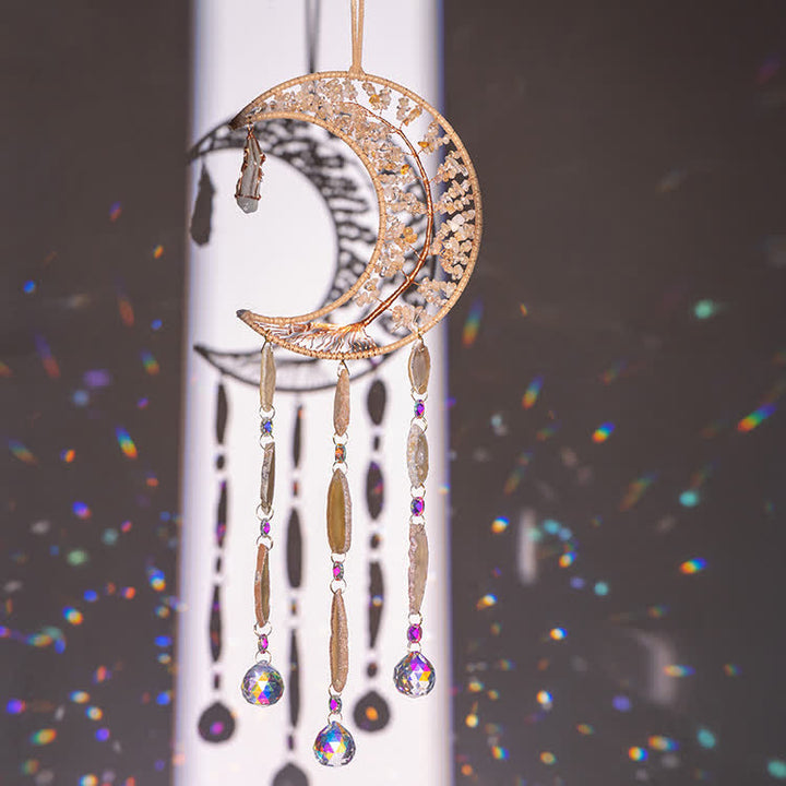 Carillon éolien en forme d'arbre de vie avec gravier citrine Olivenorma