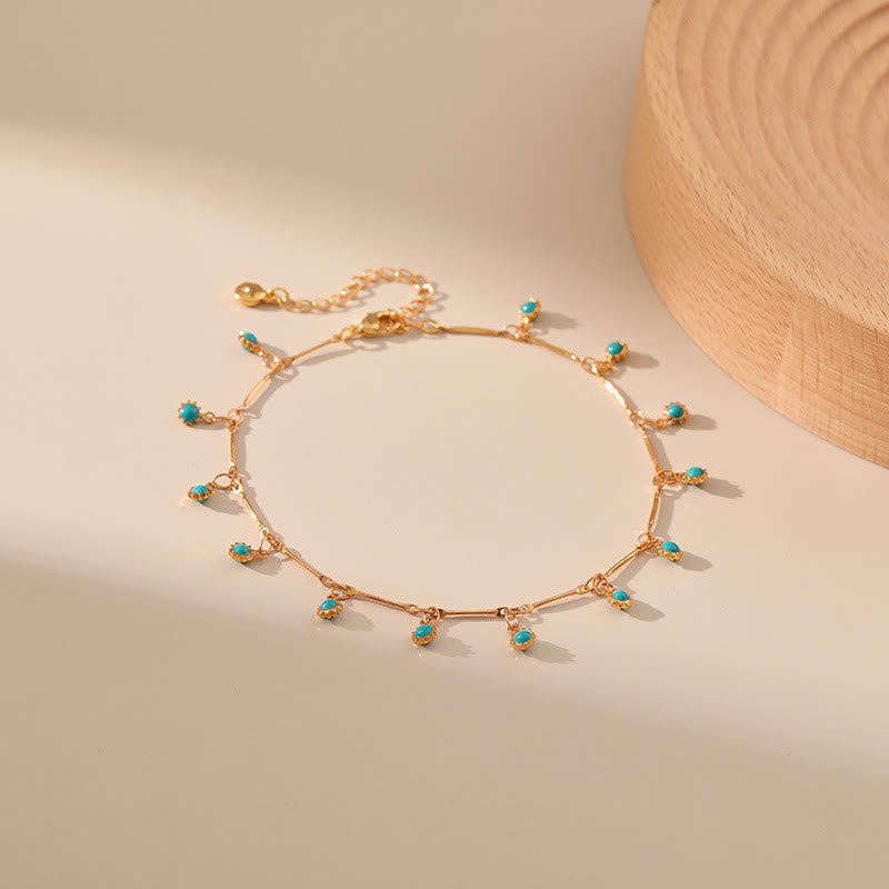 Bracelet de cheville à chaîne à maillons bleu bohème Olivenorma