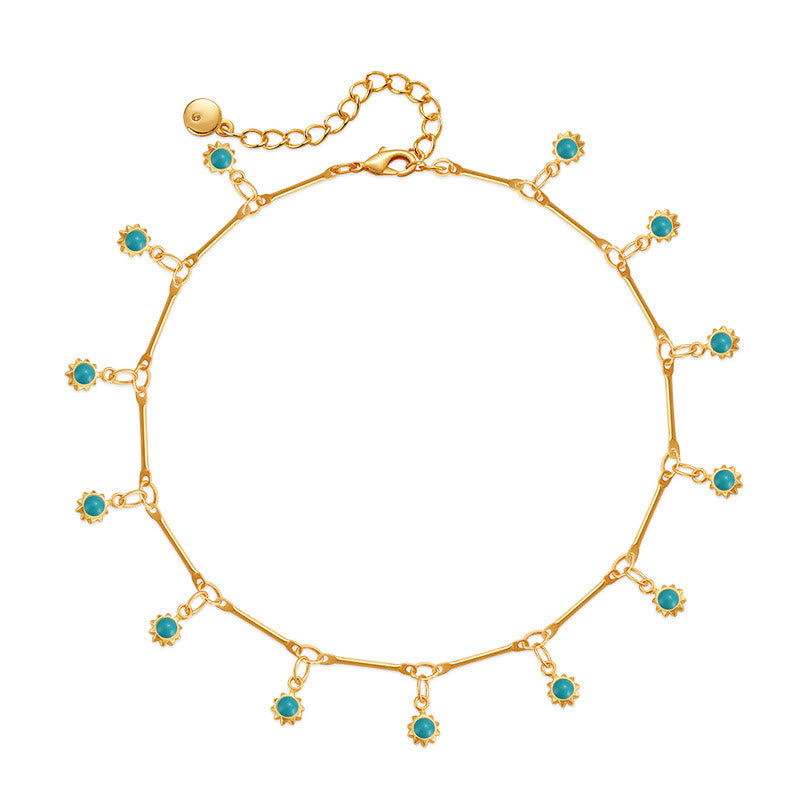 Bracelet de cheville à chaîne à maillons bleu bohème Olivenorma