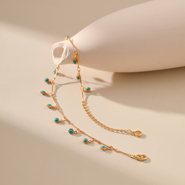 Bracelet de cheville à chaîne à maillons bleu bohème Olivenorma