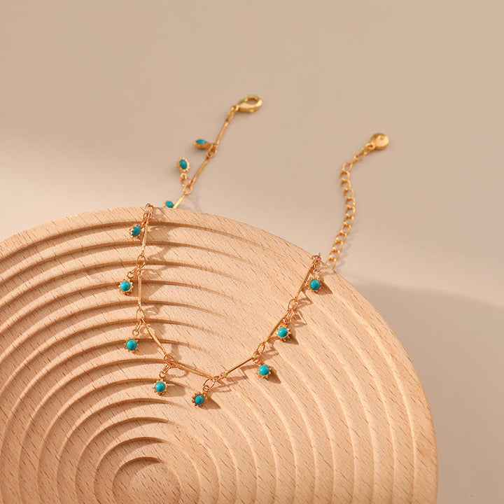 Bracelet de cheville à chaîne à maillons bleu bohème Olivenorma