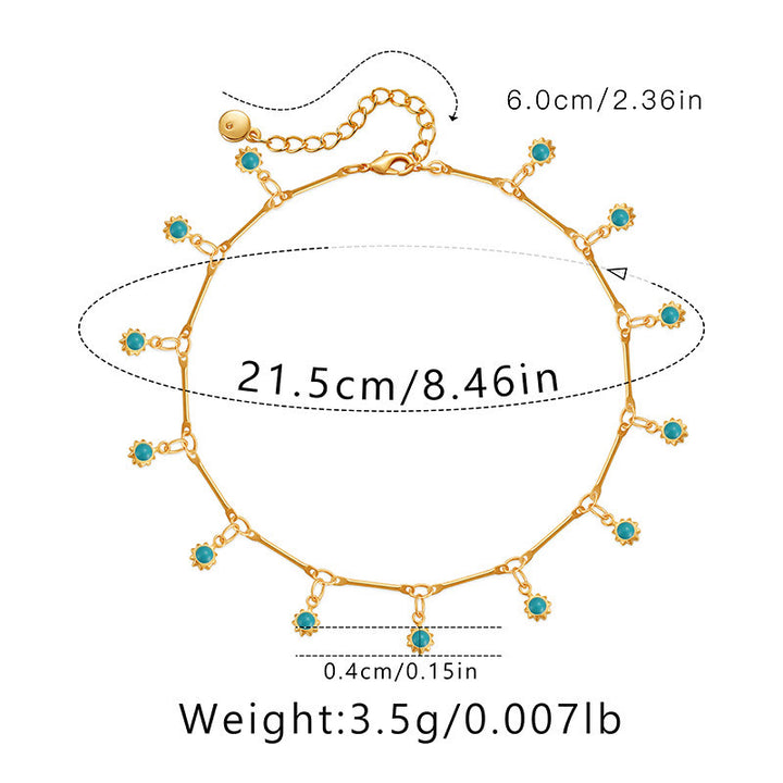 Bracelet de cheville à chaîne à maillons bleu bohème Olivenorma