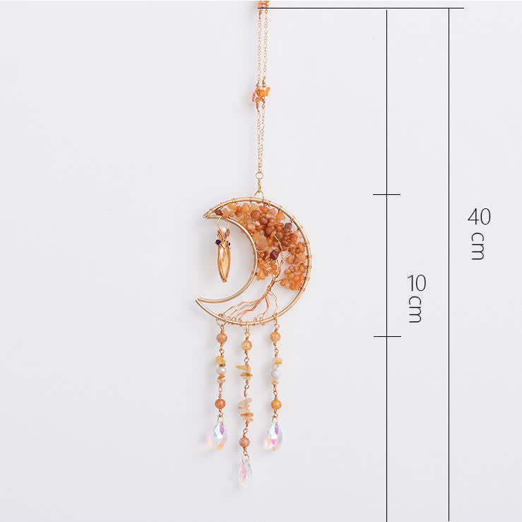 Carillon éolien en perles d'agate rouge Olivenorma avec arbre de vie et lune