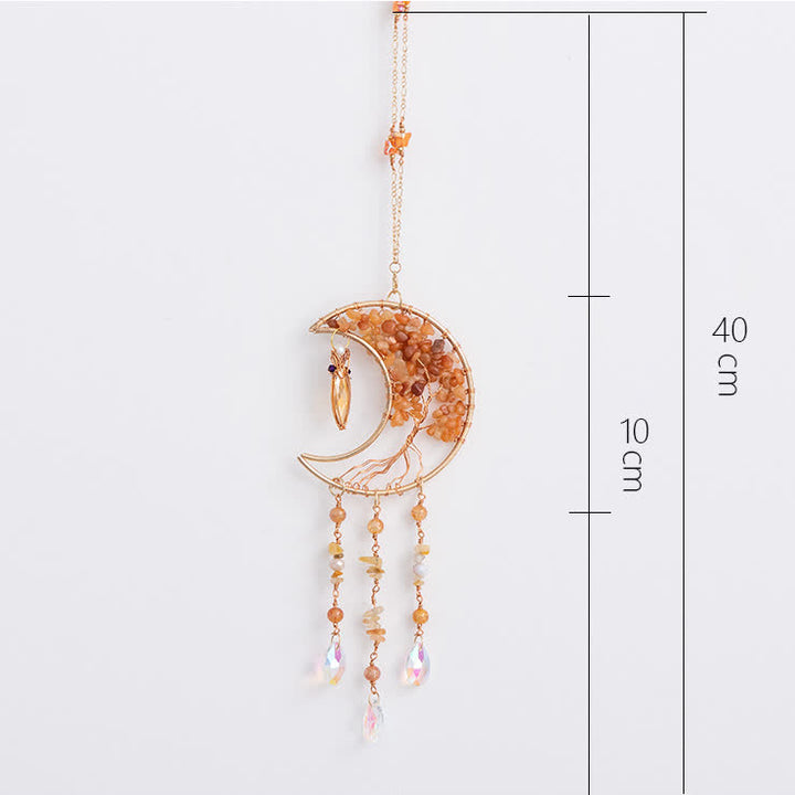 Carillon éolien en perles d'agate rouge Olivenorma avec arbre de vie et lune