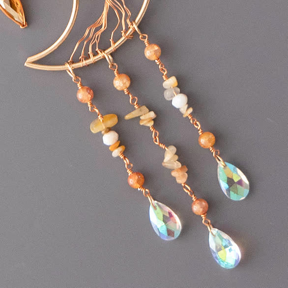 Carillon éolien en perles d'agate rouge Olivenorma avec arbre de vie et lune