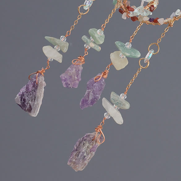 Carillon éolien à pendentif attrape-soleil à double anneau en gravier naturel Olivenorma