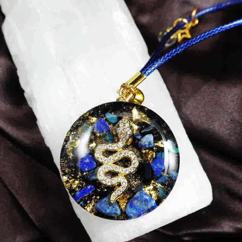 Collier d'orgone en obsidienne et lapis-lazuli naturel Olivenorma
