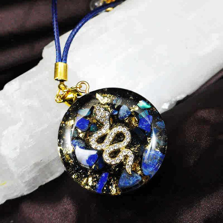 Collier d'orgone en obsidienne et lapis-lazuli naturel Olivenorma