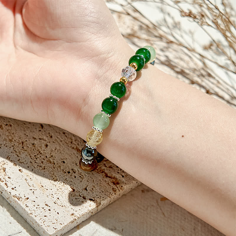 Bracelet en perles d'aventurine verte et œil de tigre naturel Olivenorma