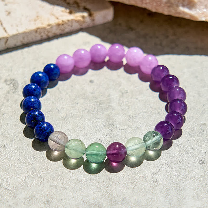 Bracelet de perles en améthyste, lapis-lazuli et fluorite verte Olivenorma