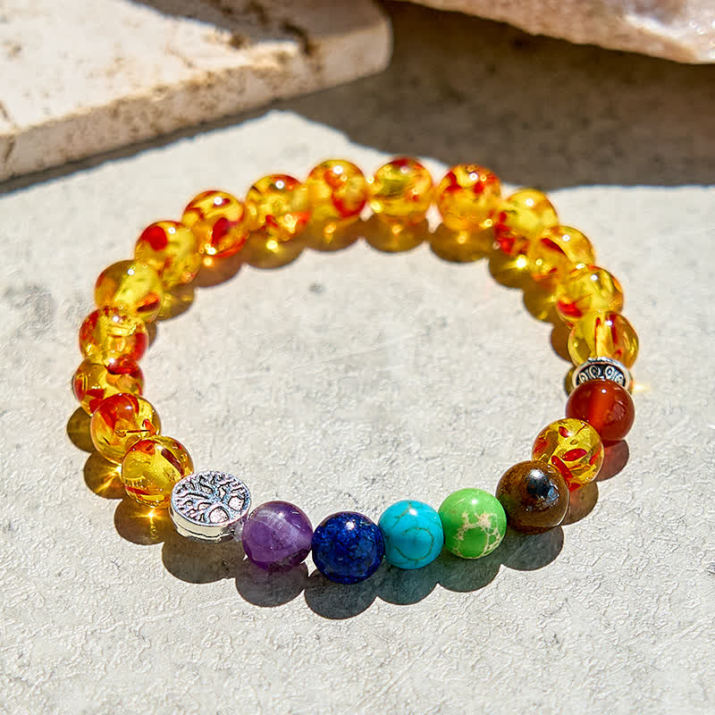 Bracelet de perles Arbre de vie Chakra Ambre Olivenorma