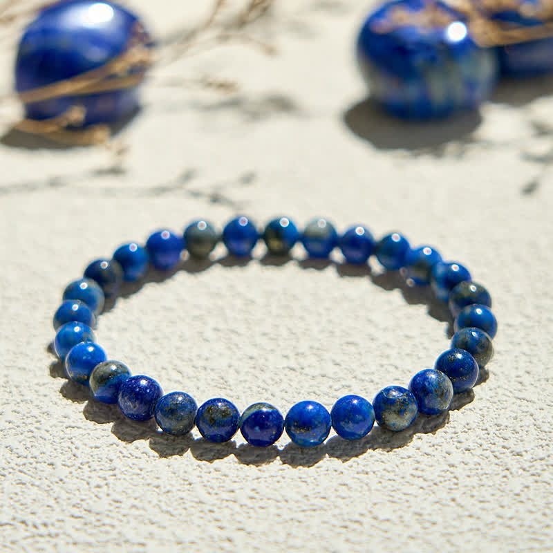 Bracelet en perles de lapis-lazuli naturelles de 6 mm Olivenorma