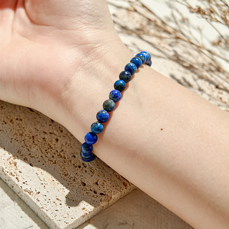 Bracelet en perles de lapis-lazuli naturelles de 6 mm Olivenorma
