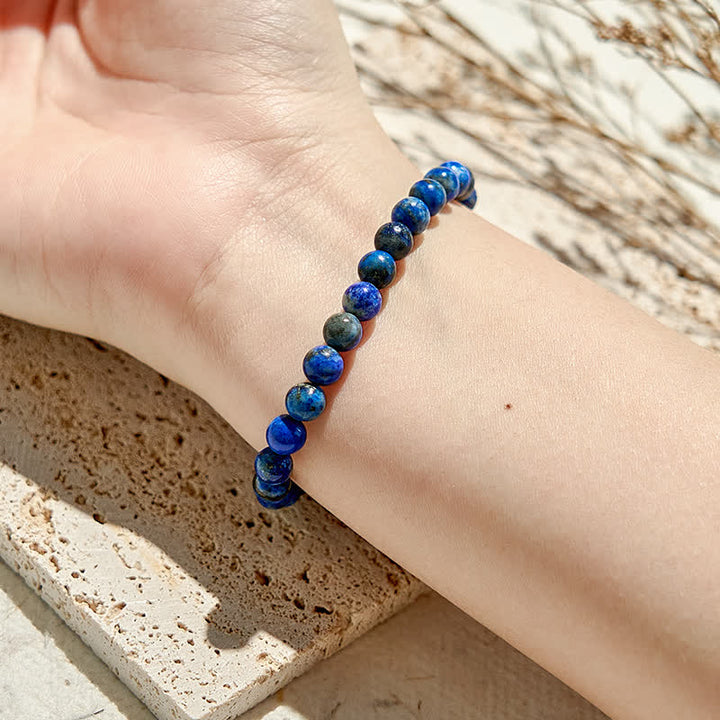 Bracelet en perles de lapis-lazuli naturelles de 6 mm Olivenorma