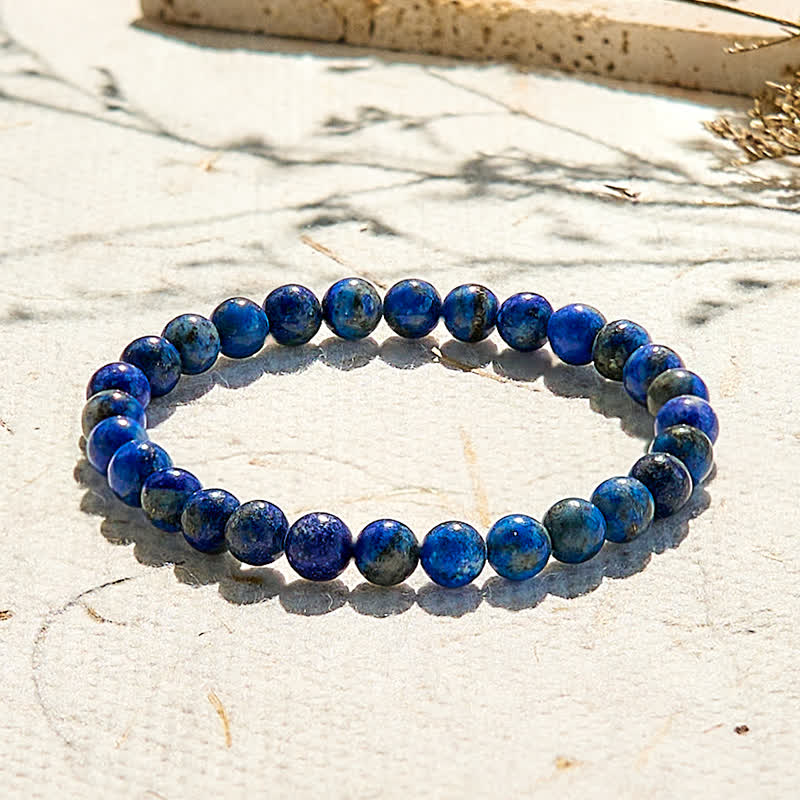Bracelet en perles de lapis-lazuli naturelles de 6 mm Olivenorma