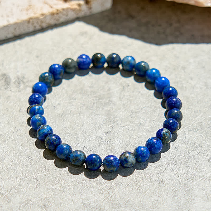 Bracelet en perles de lapis-lazuli naturelles de 6 mm Olivenorma