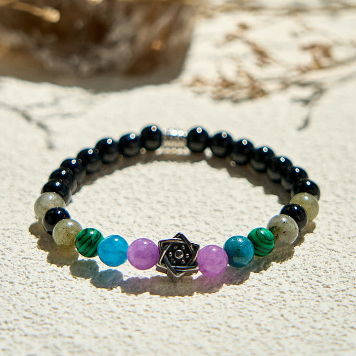 Bracelet de perles en obsidienne naturelle Cube de Métatron Olivenorma