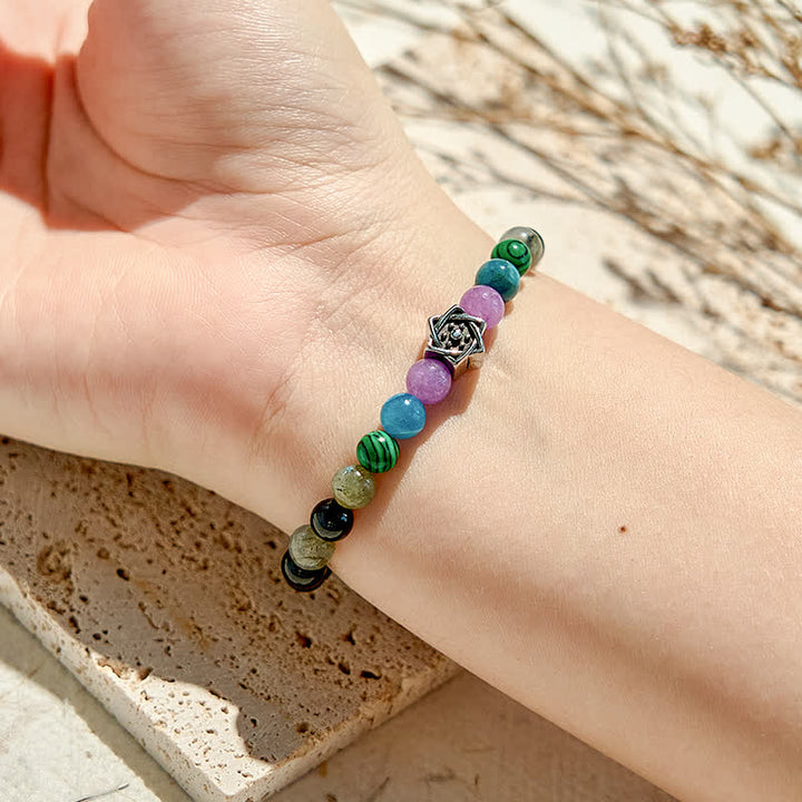 Bracelet de perles en obsidienne naturelle Cube de Métatron Olivenorma