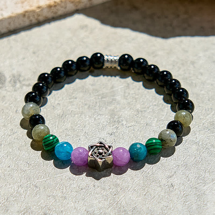 Bracelet de perles en obsidienne naturelle Cube de Métatron Olivenorma