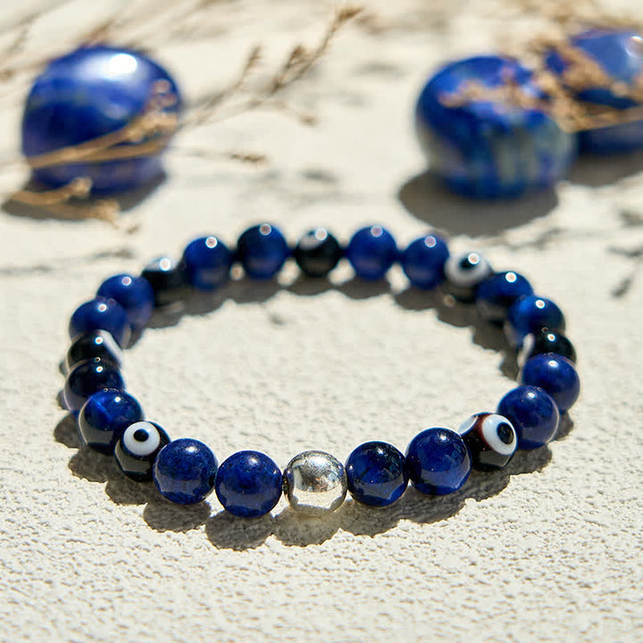 Bracelet de perles contre le mauvais œil en lapis-lazuli naturel Olivenorma