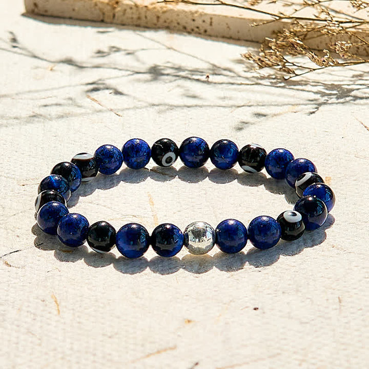 Bracelet de perles contre le mauvais œil en lapis-lazuli naturel Olivenorma