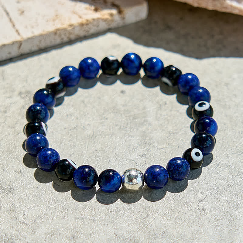 Bracelet de perles contre le mauvais œil en lapis-lazuli naturel Olivenorma