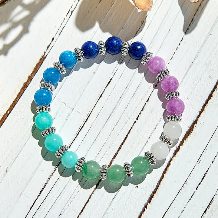 Bracelet en perles d'apatite bleue et d'amazonite naturelles Olivenorma