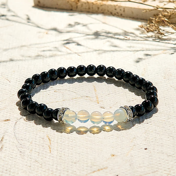 Bracelet en perles d'obsidienne et d'opalite naturelles Olivenorma