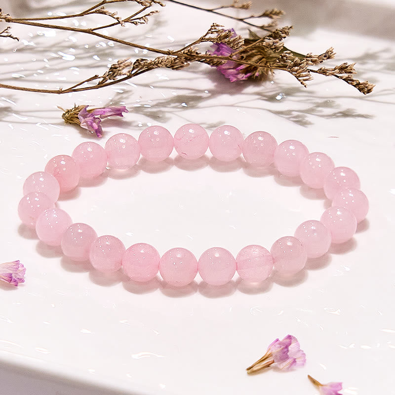 Bracelet en perles rondes de quartz rose naturel Olivenorma