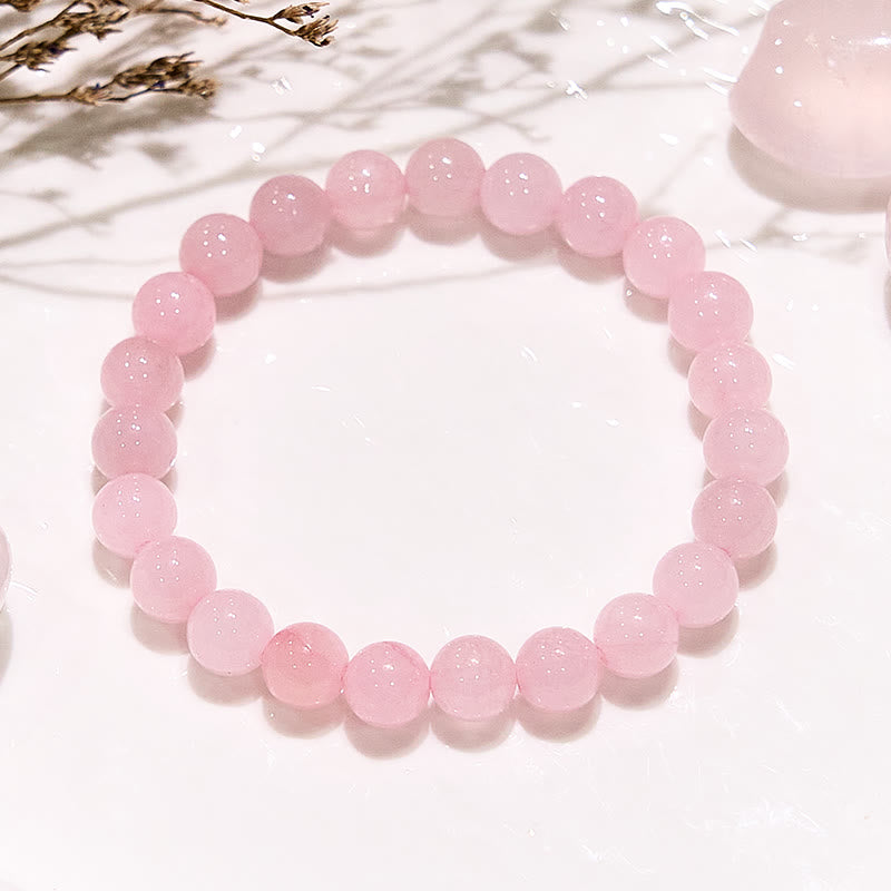 Bracelet en perles rondes de quartz rose naturel Olivenorma