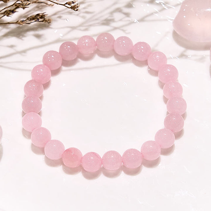 Bracelet en perles rondes de quartz rose naturel Olivenorma